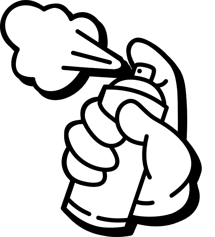 Hand spraying spray can